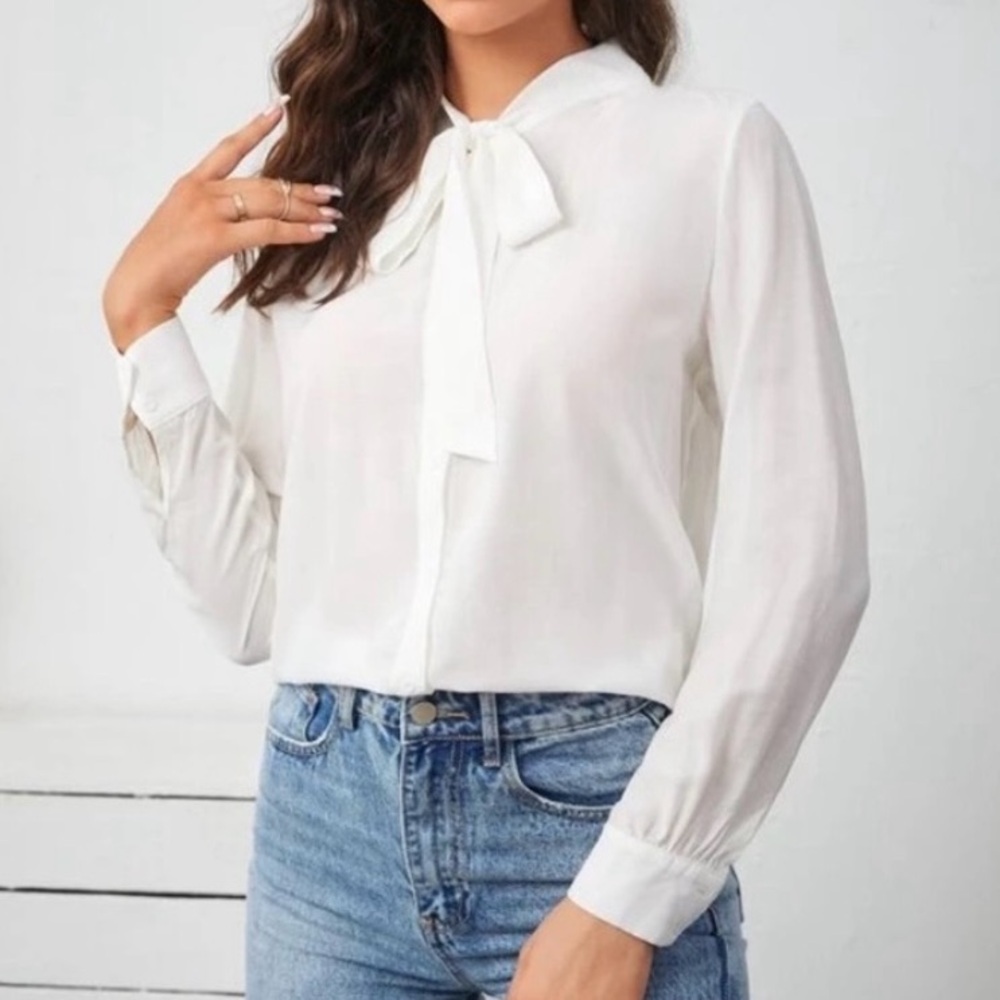 J. Crew Long-Sleeve Drapey Tie-Neck Top